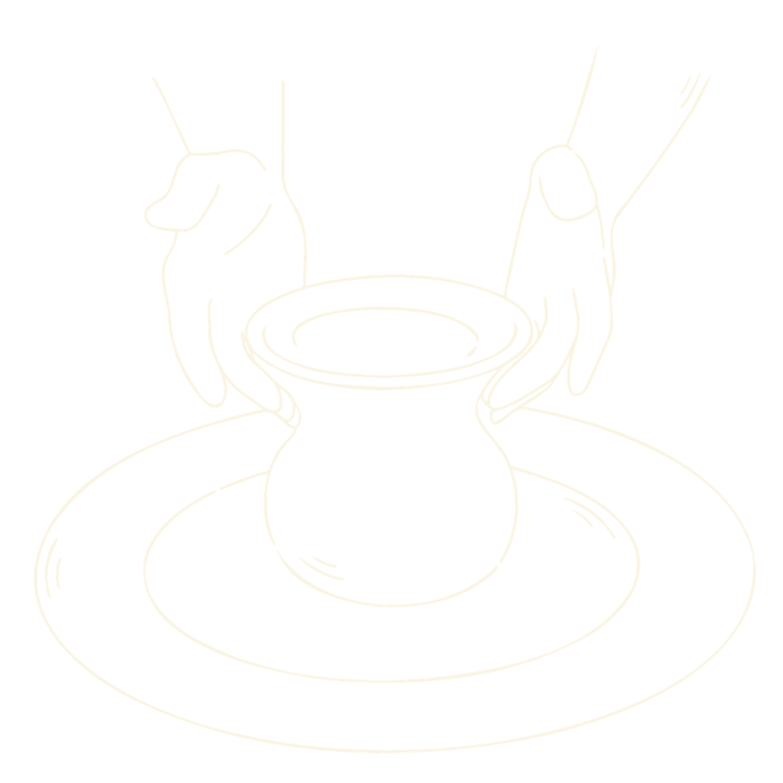 Hands sculpting clay pot